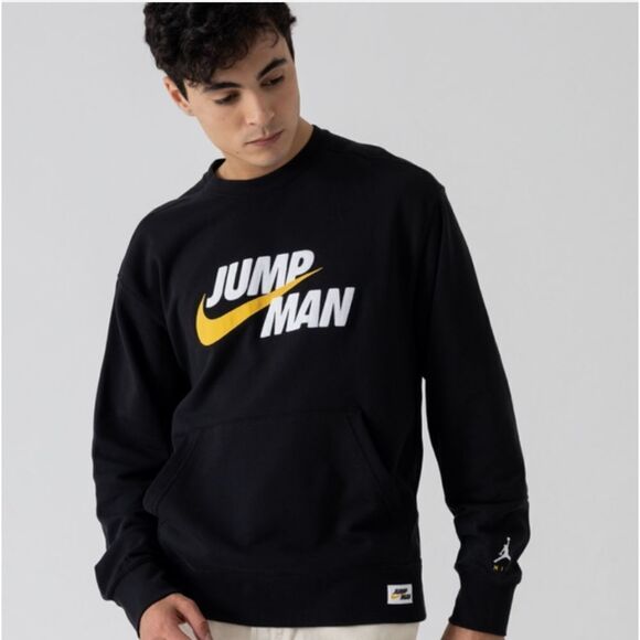 Nike Air Jordan Jumpman Crew Neck Men's LARGE L Black Pullover DA7194-010 - Picture 1 of 9